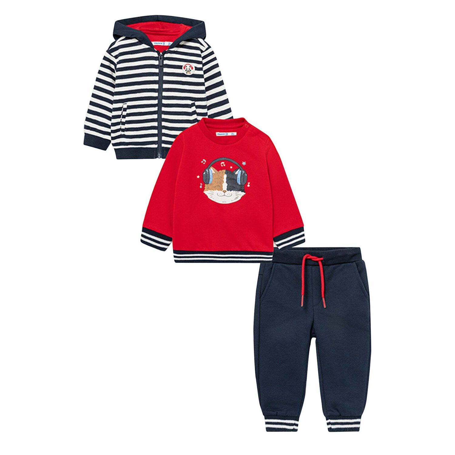 Younger Boys Navy Blue & Red 3 Piece Tracksuit, 2, hi-res image number null