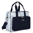 Baby Boys White & Navy Blue Geo Map Changing Bag, 1, hi-res