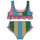 Girls Rainbow Stripe Lumiere Bikini, 1, hi-res