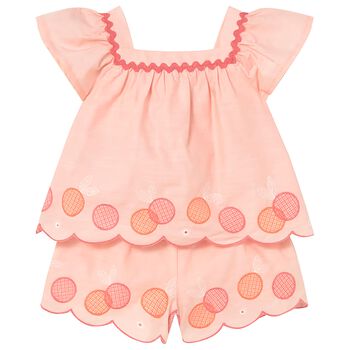 Younger Girls Coral Shorts Set