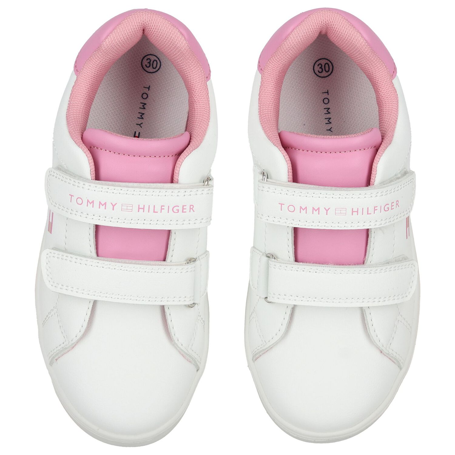 Girls White & Pink Logo Trainers, 1, hi-res