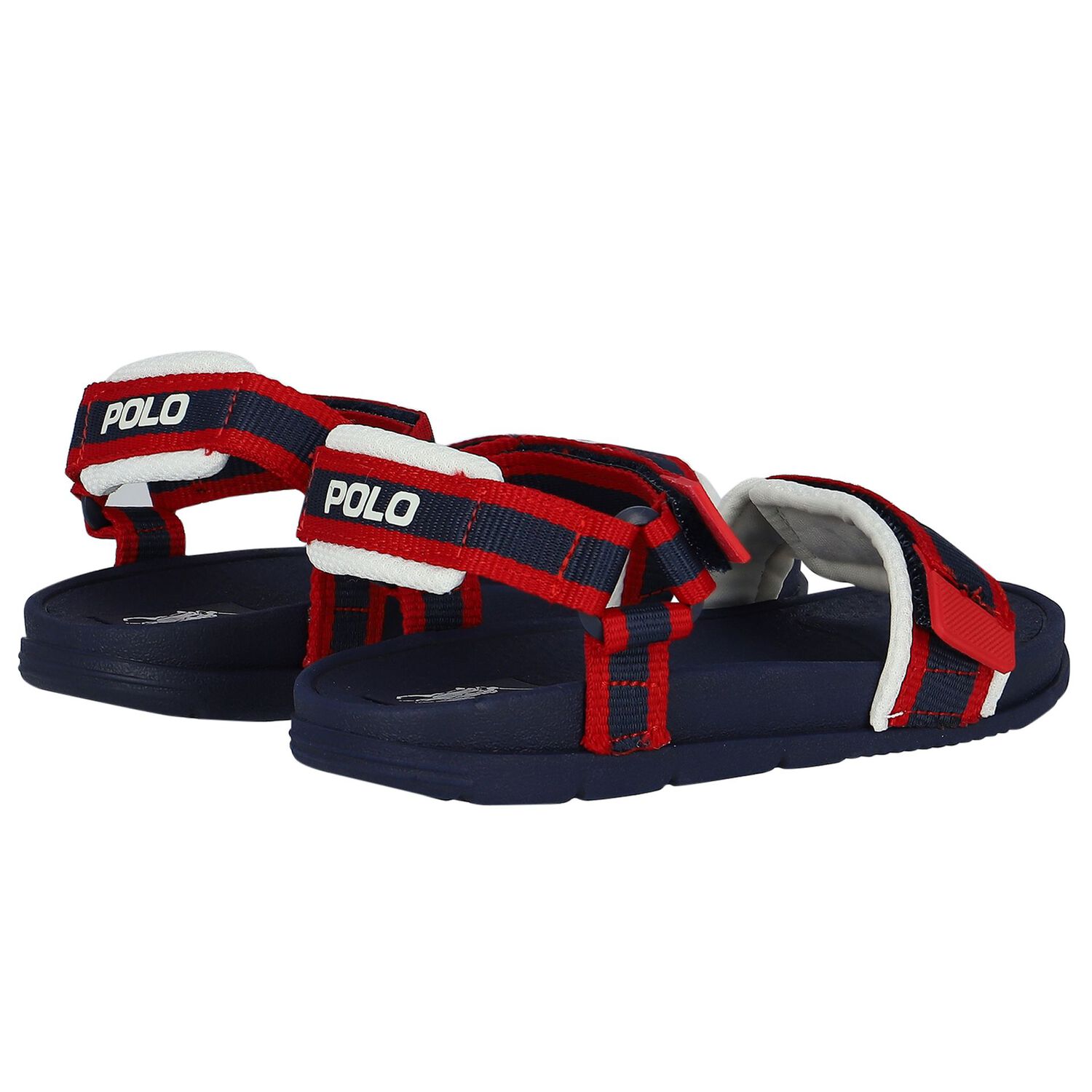 Boys Navy Blue & Red Sandals, 1, hi-res