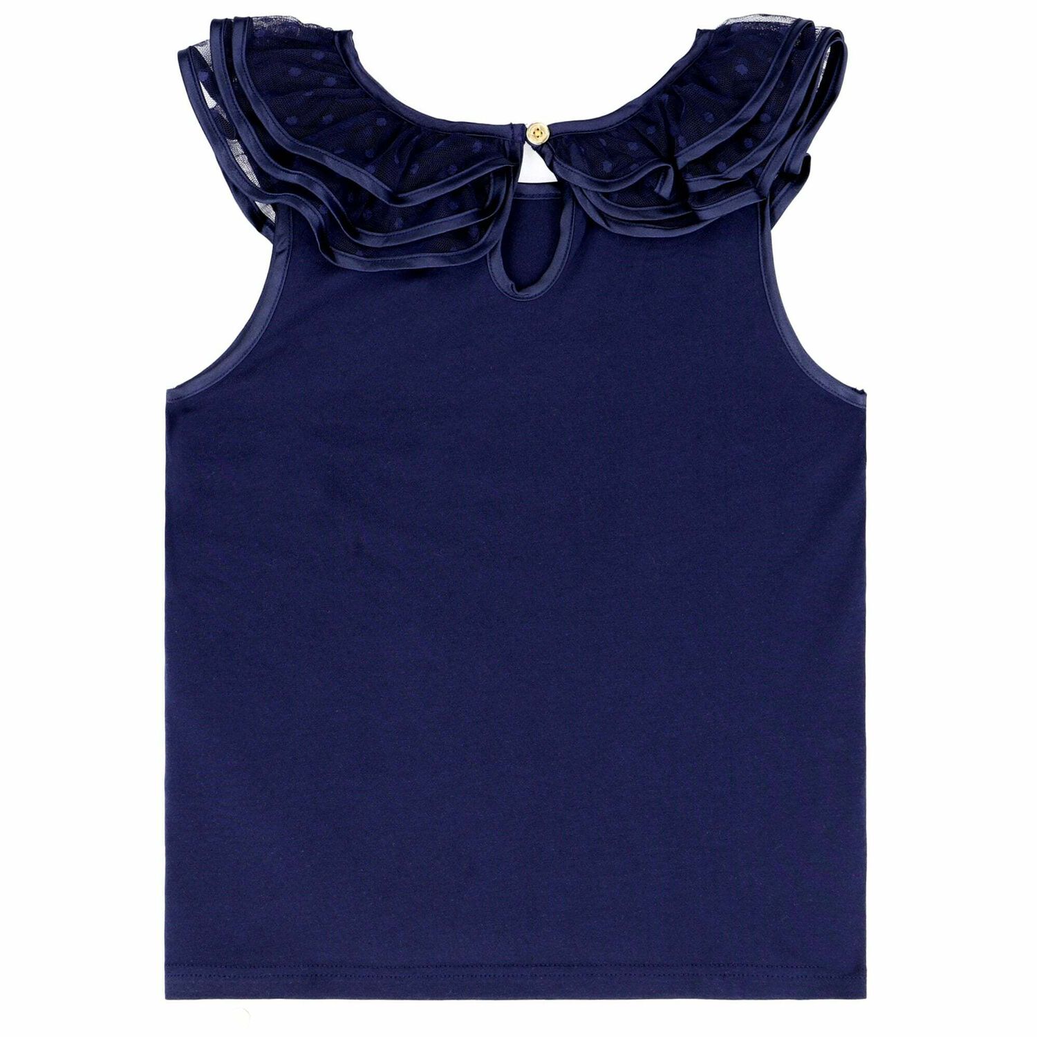 Girls White Cotton Top, 1, hi-res