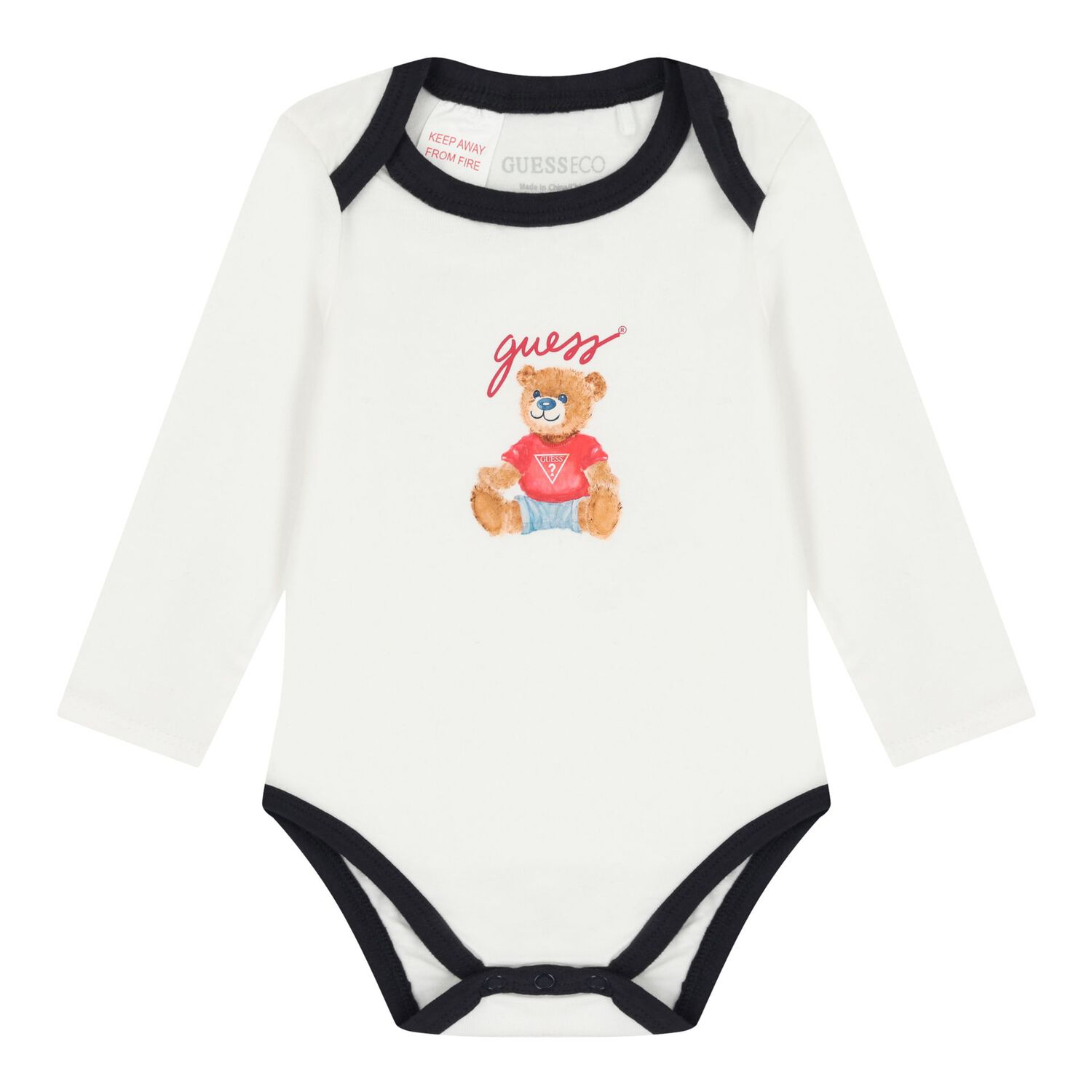 Baby Boys Navy Blue & White Teddy Bear Bodysuit Set, 2, hi-res