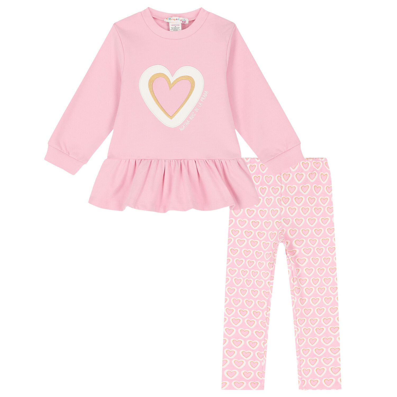 Girls Pink Heart Leggings Set, 1, hi-res image number null
