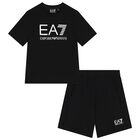 Boys Black Logo Shorts Set, 6, hi-res