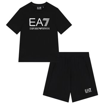 Boys Black Logo Shorts Set
