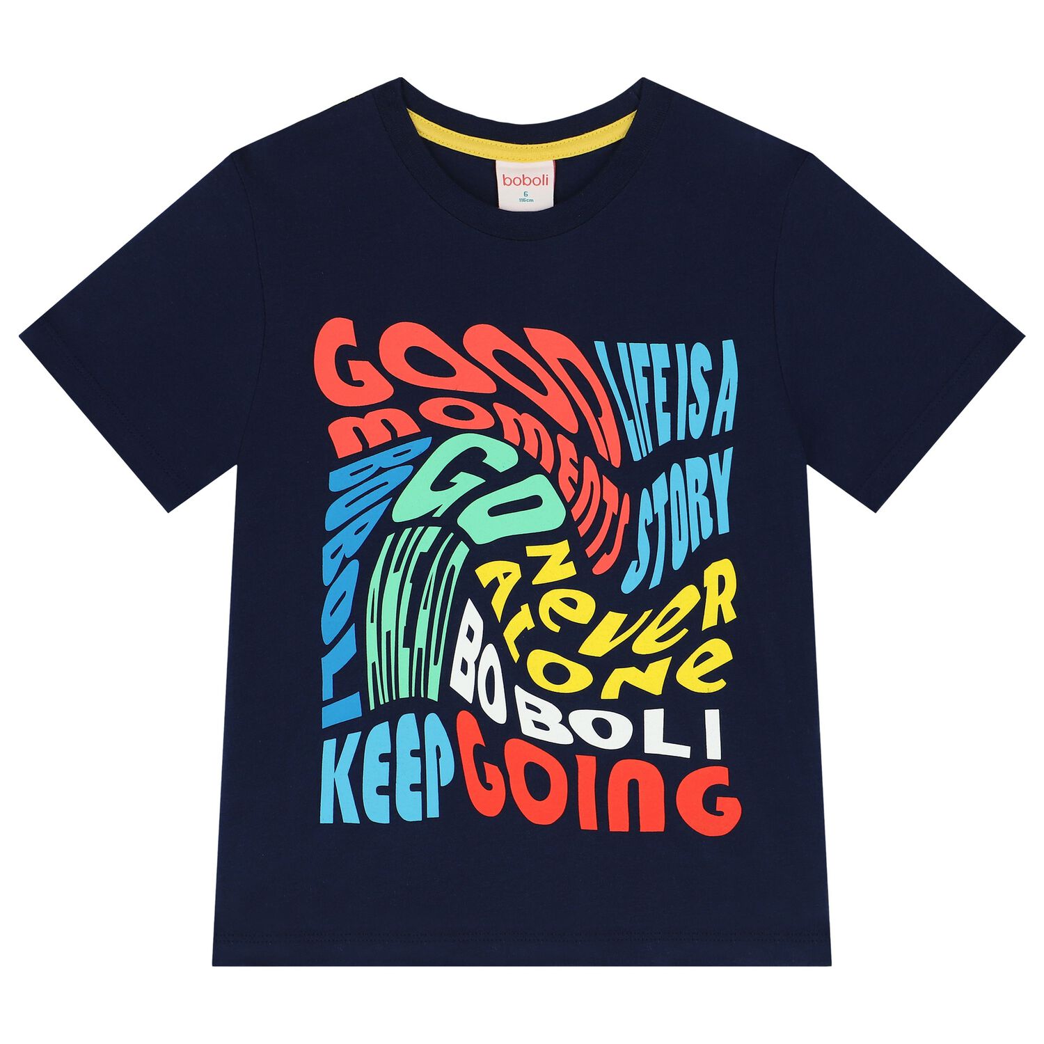 Boys Navy Blue Slogan T-Shirt, 1, hi-res