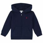 Baby Boys Navy Logo Zip Up Top, 1, hi-res