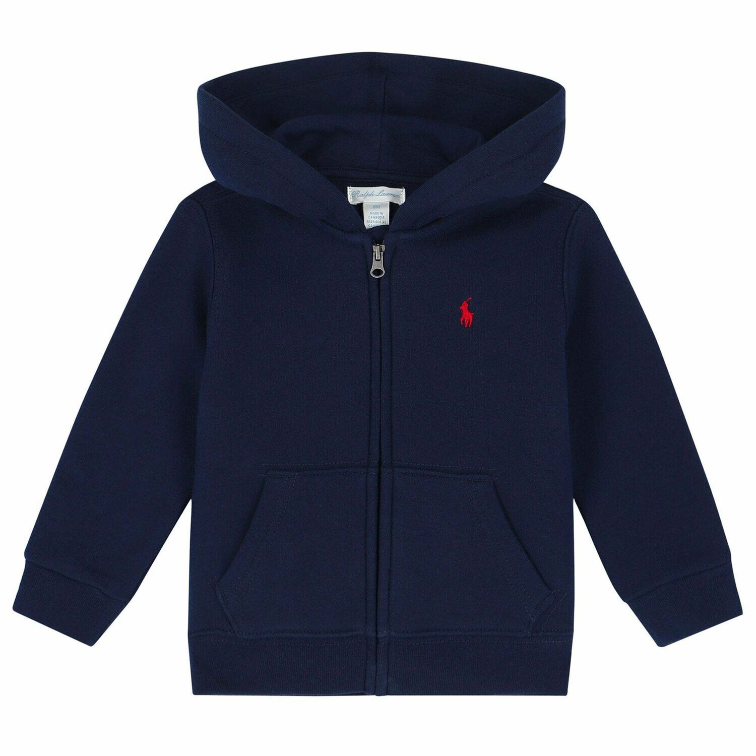 Baby Boys Navy Logo Zip Up Top, 1, hi-res