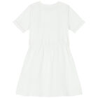 Girls White Logo Sequins Dress, 1, hi-res