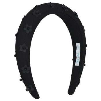 Girls Black Floral Tulle Headband