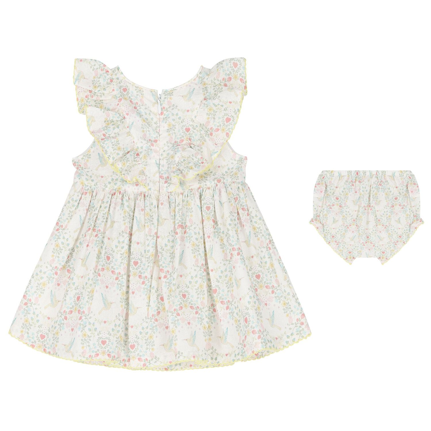 Baby Girls Ivory Floral Dress Set, 1, hi-res