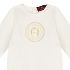White & Gold Logo Babygrow, 1, hi-res