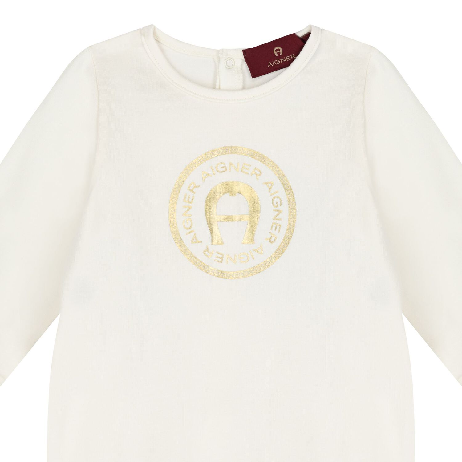 White & Gold Logo Babygrow, 1, hi-res image number null