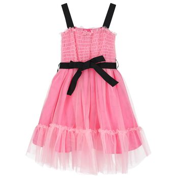 Girls Pink Logo Tulle Dress