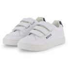Boys White Logo Trainers, 1, hi-res