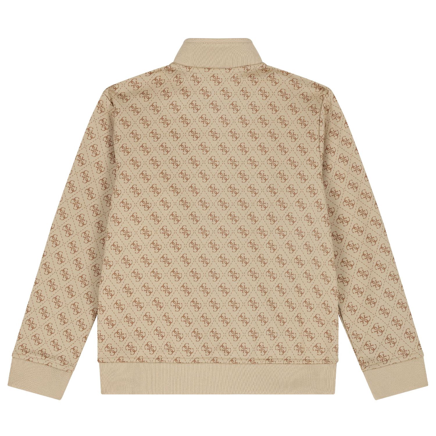 Boys Beige Logo Zip Up Top, 1, hi-res