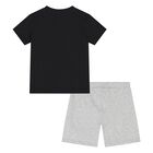 Younger Black & Grey Teddy Bear Logo Shorts Set, 5, hi-res