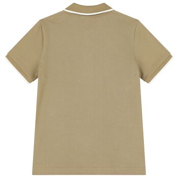 Boys Mini Me Beige Logo Polo Shirt