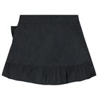 Girls Black Logo Ruffled Skirt, 3, hi-res