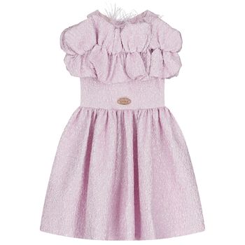 Girls Purple Logo Ruffled Dress