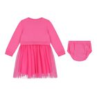 Baby Girls Pink Logo Tulle Dress Set, 1, hi-res