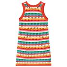 Girls Red Striped Cotton Knitted Dress, 1, hi-res