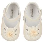 Baby Girls Ivory Flower Pre Walker Shoes, 2, hi-res