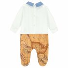 Baby Boys White & Beige Geo Map Babygrow, 1, hi-res
