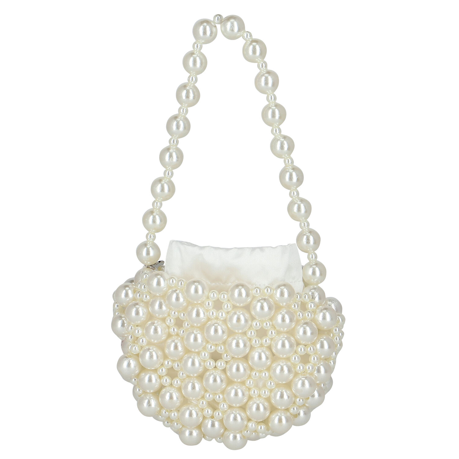 Girls Ivory Embellished Pearl Handbag, 1, hi-res