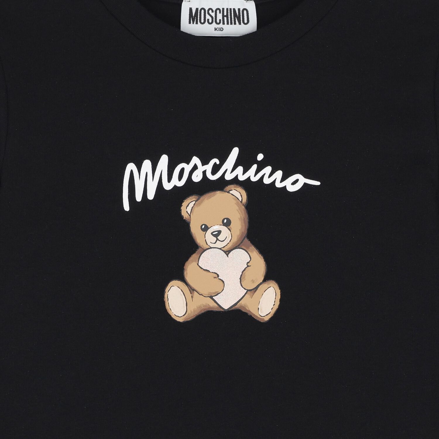 Girls Black Teddy Bear Logo Long Sleeve Top, 3, hi-res image number null