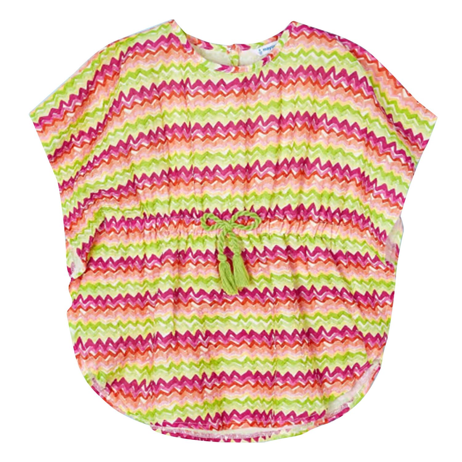Girls Orange & Green Striped Kaftan, 1, hi-res