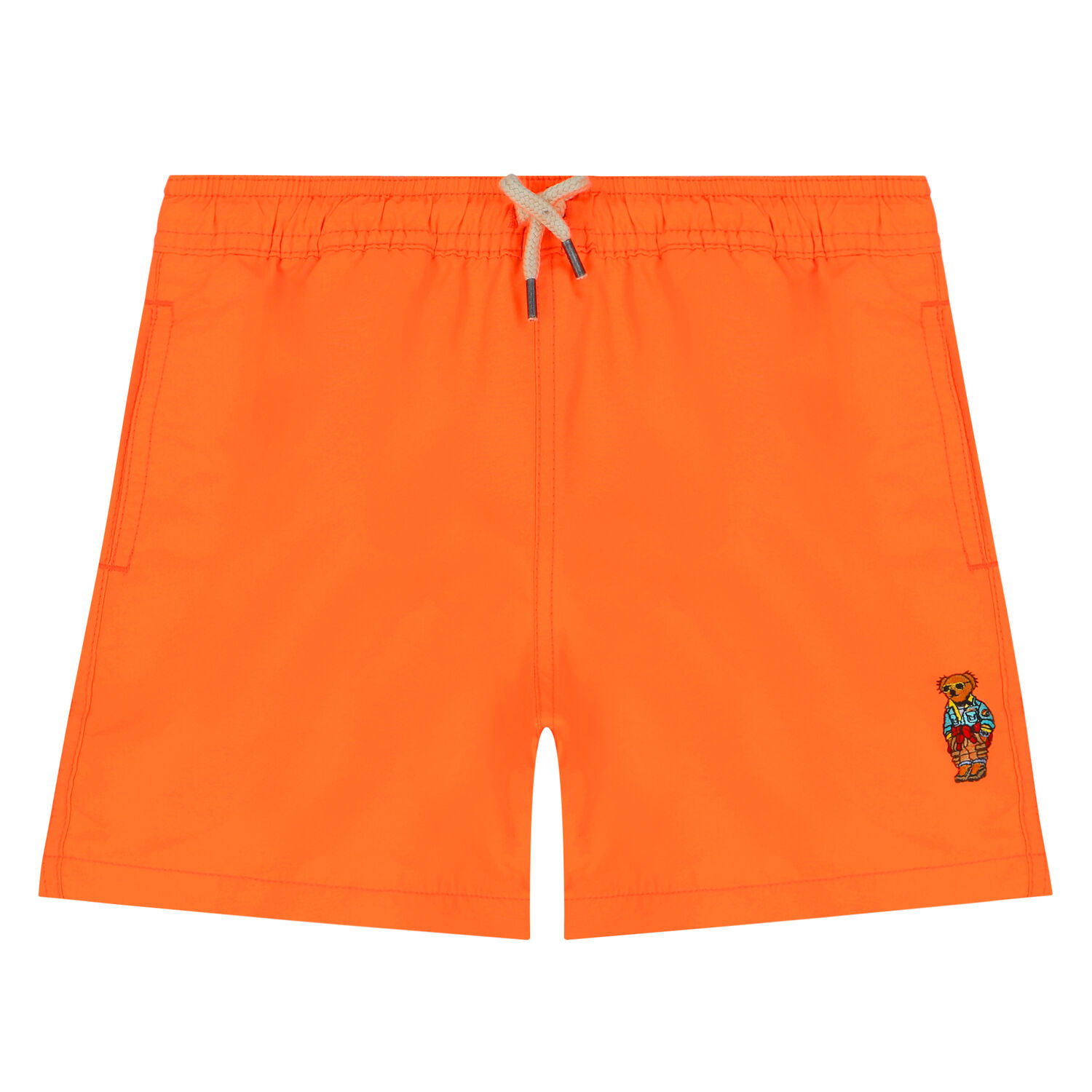 Boys Neon Orange Polo Bear Swim Shorts, 2, hi-res