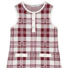 Girls White & Burgundy Red Check Knitted Dress, 1, hi-res