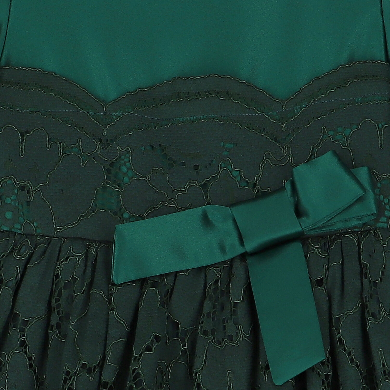 Girls Green Satin & Lace Dress, 1, hi-res image number null