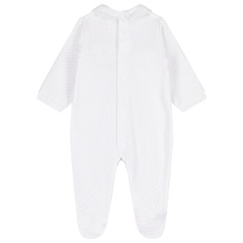 Baby Boys White & Blue Dots Babygrow