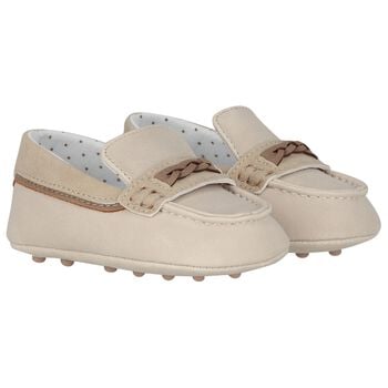 Baby Boys Ivory Leather Pre Walker Moccasins