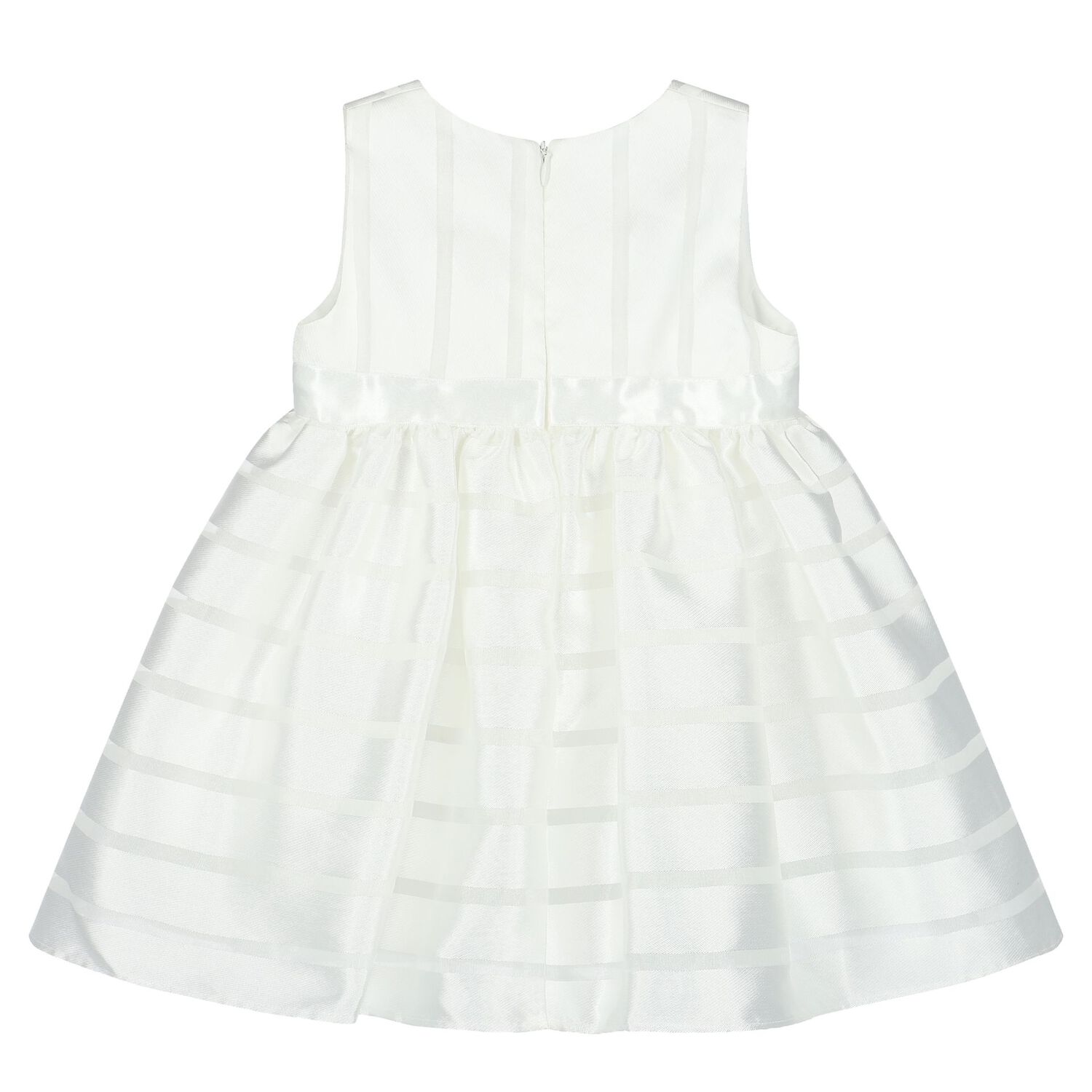 Younger Girls White Satin & Organza Dress, 1, hi-res image number null