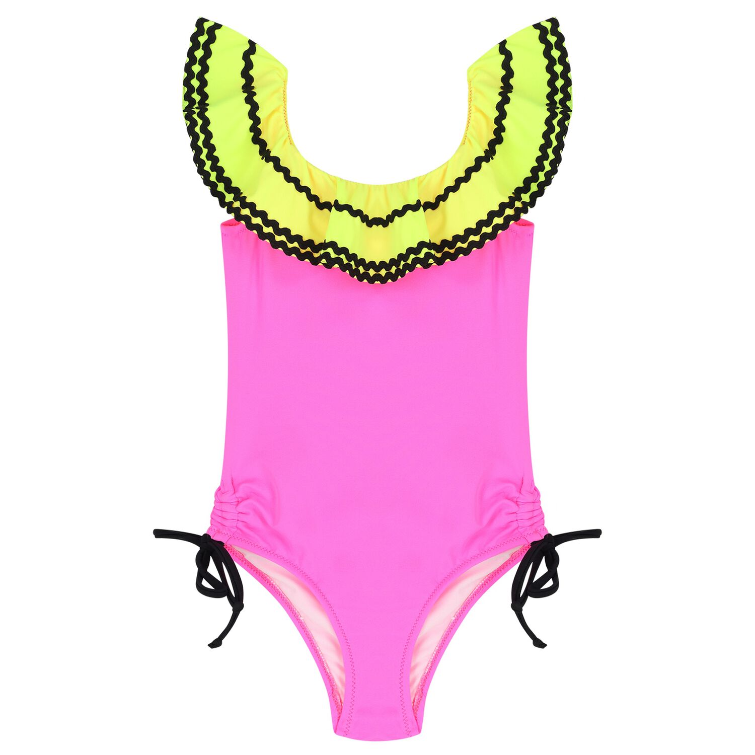 Girls Pink & Yellow Swimsuit, 1, hi-res