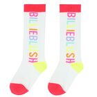 Girls White Logo Socks, 1, hi-res