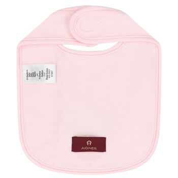 Baby Girls Pink & Gold Logo Bib