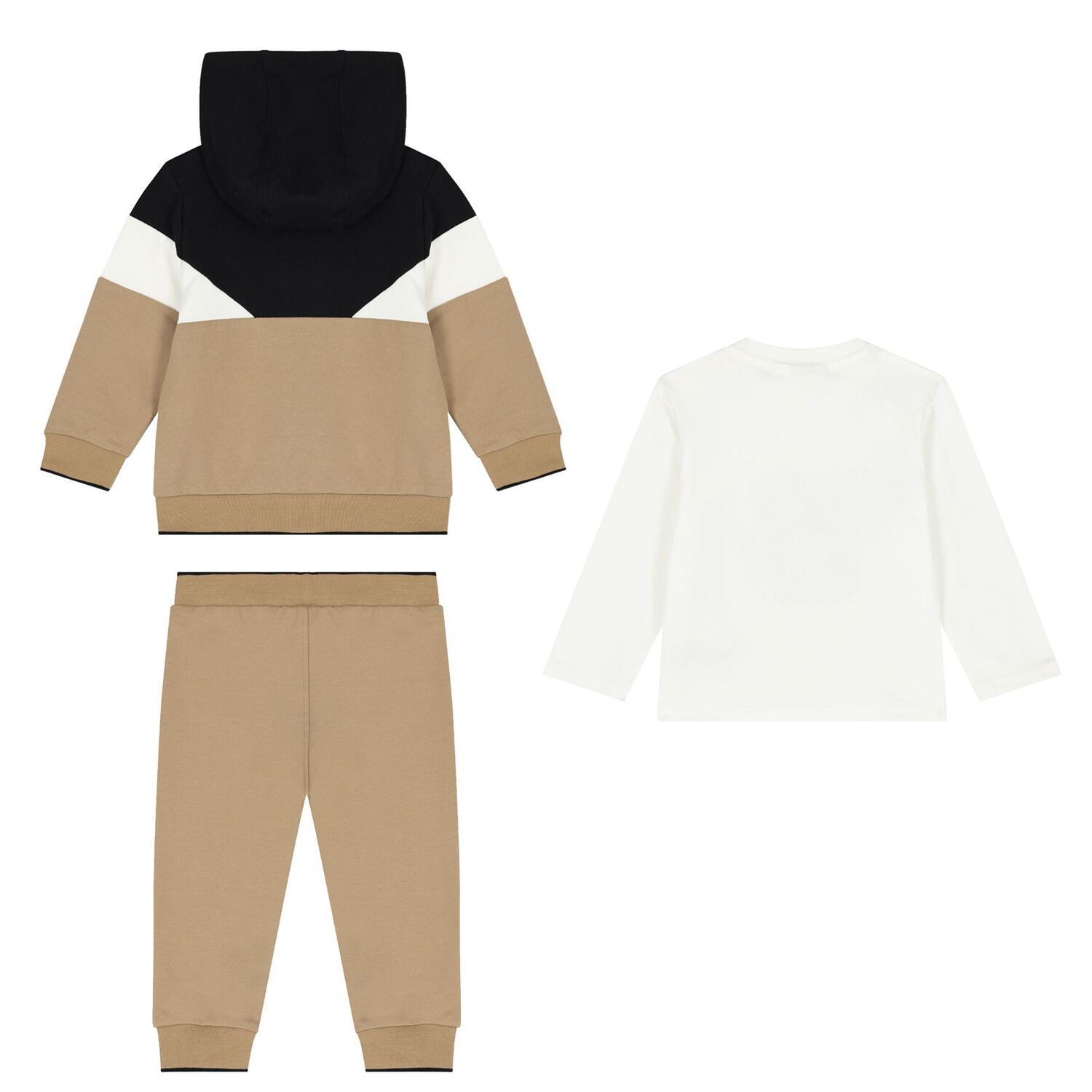 Baby Boys Beige Logo Tracksuit Set, 1, hi-res