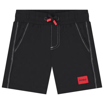 Boys Black Logo Swim Shorts