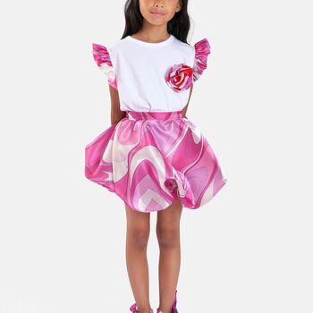 Girls White Ruffled Blouse