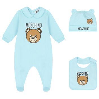 Blue Teddy Bear Logo Babygrow Gift Set