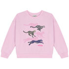 Girls Pink Cheetah Logo Sweatshirt, 1, hi-res