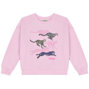 Girls Pink Cheetah Logo Sweatshirt
