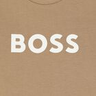 Younger Boys Mini Me Beige Logo T-Shirt, 9, hi-res