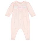 Baby Girls Pink Bow Babygrow, 1, hi-res